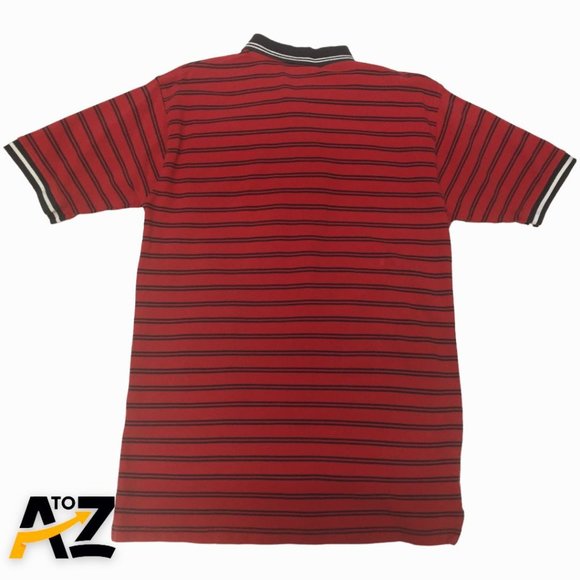 U.S. Polo Assn Mens Collared Shirt Size X-Large Red Black Stripes 2 Buttons - Picture 2 of 11